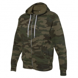 Independent Trading Co. AFX90UNZ Unisex Lightweight Full-Zip Hooded Sweatshirt - Forest Camo