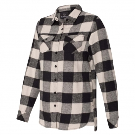 Burnside 5210 Women\'s Yarn-Dyed Long Sleeve Flannel Shirt - Ecru/Black Buffalo