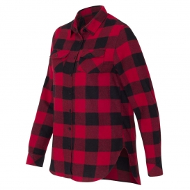 Burnside 5210 Women\'s Yarn-Dyed Long Sleeve Flannel Shirt - Red/Black Buffalo