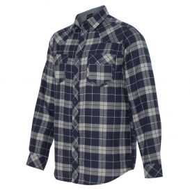 Burnside 8210 Yarn-Dyed Long Sleeve Flannel Shirt - Navy/Grey