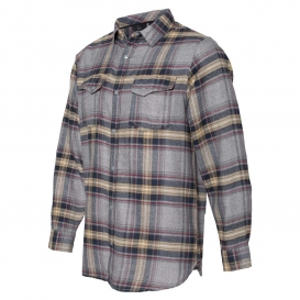 Burnside 8219 Snap Front Long Sleeve Plaid Flannel Shirt - Light Grey