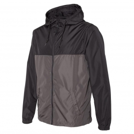 Independent Trading Co. EXP54LWZ Water Resistant Lightweight Windbreaker- Black/Graphite