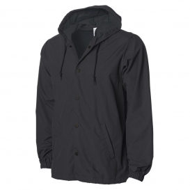 Independent Trading Co. EXP95NB Water Resistant Hooded Windbreaker- Black/Black