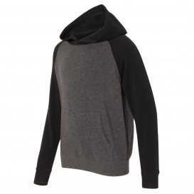 Independent Trading Co. PRM15YSB Youth Special Blend Raglan Hooded Sweatshirt - Carbon/Black