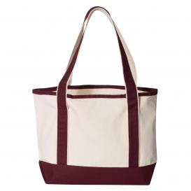 Q-Tees Q125800 20L Small Deluxe Tote - Natural/Maroon