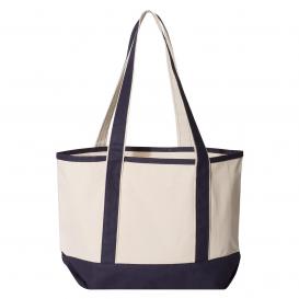 Q-Tees Q125800 20L Small Deluxe Tote - Natural/Navy