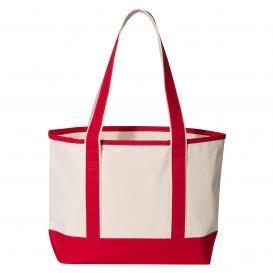 Q-Tees Q125800 20L Small Deluxe Tote - Natural/Red