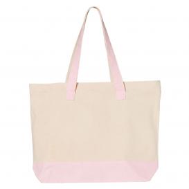 Q-Tees Q1300 19L Zippered Tote - Natural/Light Pink