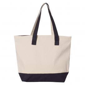 Q-Tees Q1300 19L Zippered Tote - Natural/Navy