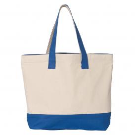 Q-Tees Q1300 19L Zippered Tote - Natural/Royal