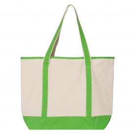 Q-Tees Q1500 34.6L Large Canvas Deluxe Tote - Natural/Lime