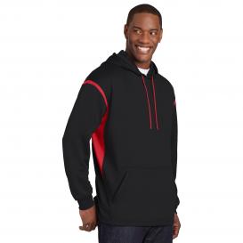Sport-Tek F246 Tech Fleece Hooded Sweatshirt - Black/True Red