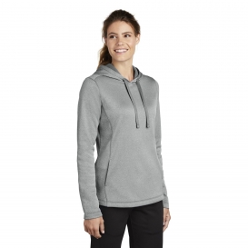 Sport-Tek LST264 Ladies PosiCharge Sport-Wick Heather Fleece Hooded Pullover - Dark Silver Heather