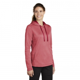 Sport-Tek LST264 Ladies PosiCharge Sport-Wick Heather Fleece Hooded Pullover - Deep Red Heather