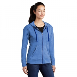 Sport-Tek LST293 Ladies PosiCharge Tri-Blend Wicking Fleece Full-Zip Hooded Jacket - True Royal Heather