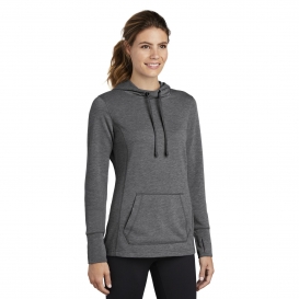 Sport-Tek LST296 Ladies PosiCharge Tri-Blend Wicking Fleece Hooded Pullover - Dark Grey Heather