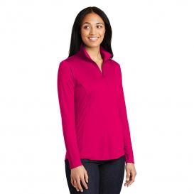 Sport-Tek LST357 Ladies PosiCharge Competitor 1/4-Zip Pullover- Pink Raspberry