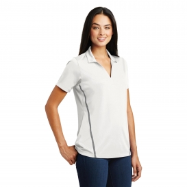 Sport-Tek LST620 Ladies Contrast PosiCharge Tough Polo - White/Heather Grey
