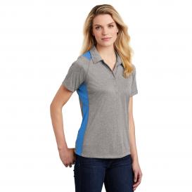 Sport-Tek LST665 Ladies Heather Colorblock Contender Polo - Vintage Heather/Carolina Blue