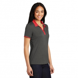 Sport-Tek LST667 Ladies Heather Contender Contrast Polo - Graphite Heather/True Red