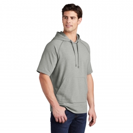 Sport-Tek ST297 Tri-Blend Wicking Fleece Short Sleeve Hooded Pullover - Light Grey Heather
