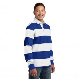 Sport-Tek ST301 Classic Long Sleeve Rugby Polo - True Royal/White