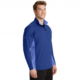 Sport-Tek ST854 Sport-Wick Stretch Contrast 1/2-Zip Pullover - True Royal/True Royal Heather
