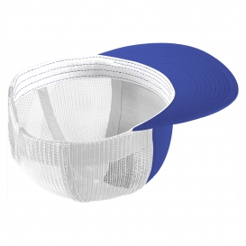 Sport-Tek STC38 Yupoong 5-Panel Classic Trucker Mesh Back Cap - True Royal/White