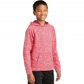 Sport-Tek YST225 Youth PosiCharge Electric Heather Fleece Hooded Pullover - Deep Red Electric