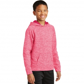 Sport-Tek YST225 Youth PosiCharge Electric Heather Fleece Hooded Pullover - Power Pink Electric