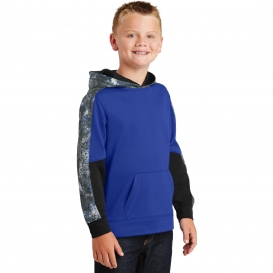 Sport-Tek YST231 Youth Sport-Wick Mineral Freeze Fleece Colorblock Hooded Pullover - True Royal/True Toyal