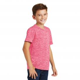 Sport-Tek YST390 Youth PosiCharge Electric Heather Tee - Power Pink Electric