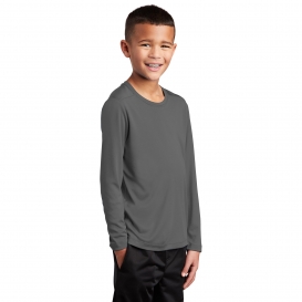 Sport-Tek YST420LS Youth Posi-UV Pro Long Sleeve Tee - Dark Smoke Grey
