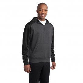 Sport-Tek ST249 Colorblock Tech Fleece 1/4-Zip Hooded Sweatshirt - Graphite Heather/Black