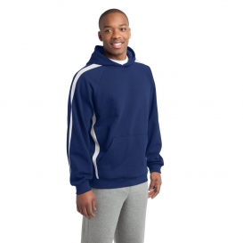 Sport-Tek ST265 Sleeve Stripe Pullover Hooded Sweatshirt - True Royal/White
