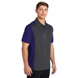 Sport-Tek ST652 Colorblock Micropique Sport-Wick Polo - Iron Grey/Purple