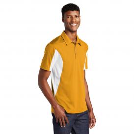 Sport-Tek ST655 Side Blocked Micropique Sport-Wick Polo - Gold/White ...