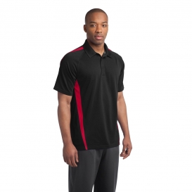 Sport-Tek ST685 PosiCharge Micro-Mesh Colorblock Polo - Black/Red ...