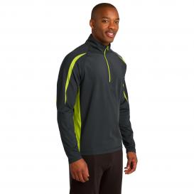 Sport-Tek ST851 Sport-Wick Stretch 1/2-Zip Colorblock Pullover - Charcoal Grey/Charge Green