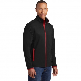 Sport-Tek ST853 Sport-Wick Stretch Contrast Full-Zip Jacket - Black ...