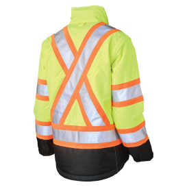 Tough Duck SJ461 Type R Class 3 Women\'s Poly Oxford 5-in-1 Safety Jacket - Yellow/Lime