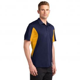 Sport-Tek TST655 Tall Side Blocked Micropique Sport-Wick Polo - True Navy/Gold
