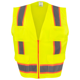 Full Source US2LN16 Type R Class 2 Solid Surveyor Safety Vest - Yellow/Lime