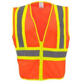 Full Source US2OM17 Type R Class 2 Mesh Two Tone Safety Vest - Orange
