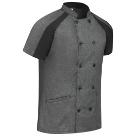 Chef Designs 051W Women\'s Airflow Raglan Chef Coat with OILBLOK - Charcoal Heather/Black Mesh