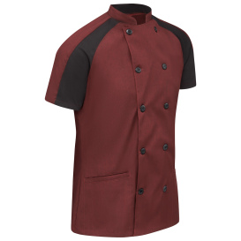 Chef Designs 051W Women\'s Airflow Raglan Chef Coat with OILBLOK - Merlot/Black Mesh