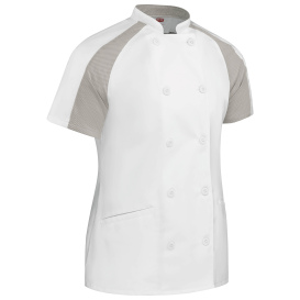 Chef Designs 051W Women\'s Airflow Raglan Chef Coat with OILBLOK - White/Gray Mesh