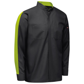 Red Kap SX36 Men\'s Pro Plus Two Tone OilBlok and MIMIX Work Shirt - Long Sleeve - Black/Hi-Vis Yellow