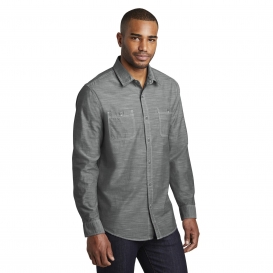 Port Authority W380 Slub Chambray Shirt - Grey | Full Source