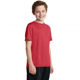 Sport-Tek YST360 Youth Heather Contender Tee - Scarlet Heather